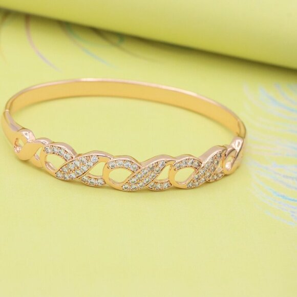 Rose Gold Bangle with Infinity Design and Sparkling Stones, XPBL0456 - Picture 3 of 12
